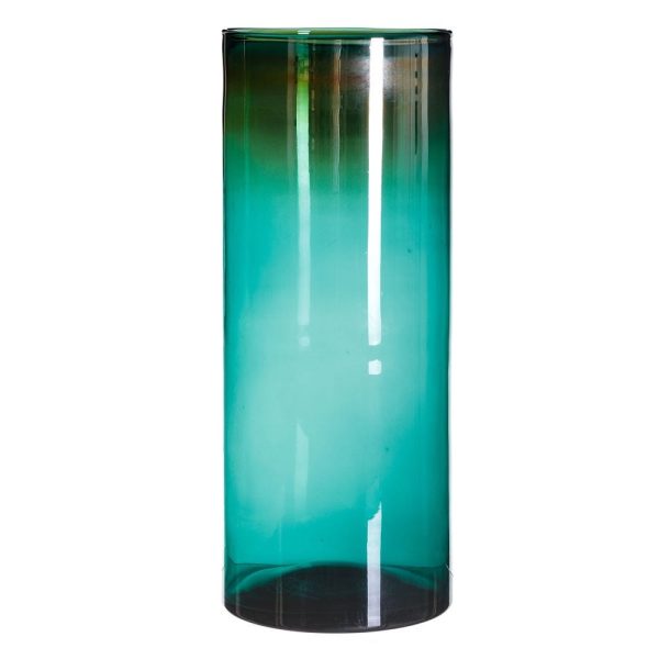 Jarrón mercurizado verde cristal 25 x 25 x 62 cm