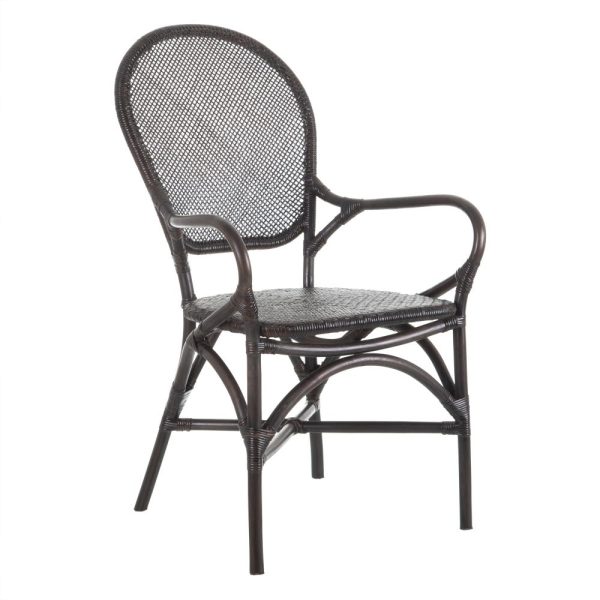 Silla marrón oscuro ratán 57 x 64 x 99 cm