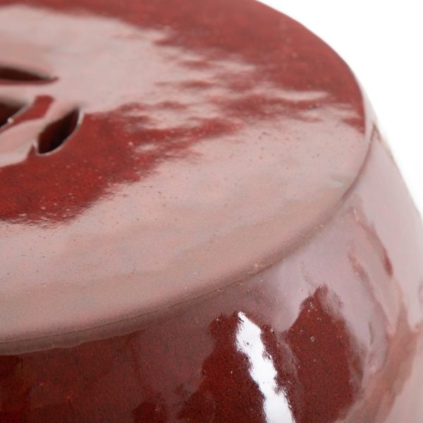 Taburete rojo cerámica decoración 35 x 35 x 48 cm