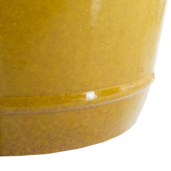 Taburete amarillo cerámica decoración 35 x 35 x 48 cm