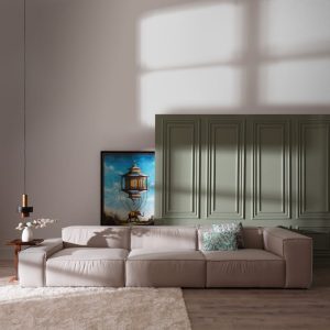 Sillón beige tejido-metal salón 90 x 82 x 82 cm - Muebles Orencio