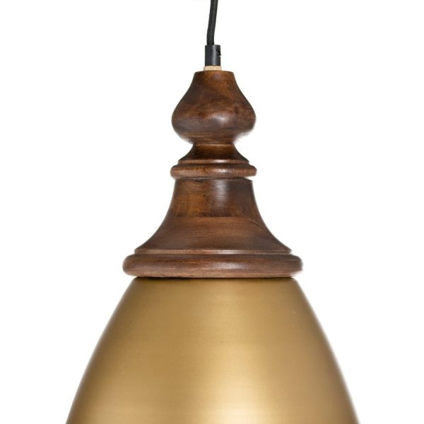 Lámpara techo oro madera-hierro 21 x 21 x 37 cm