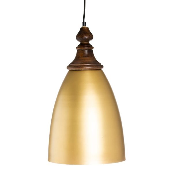 Lámpara techo oro madera-hierro 30 x 30 x 53 cm