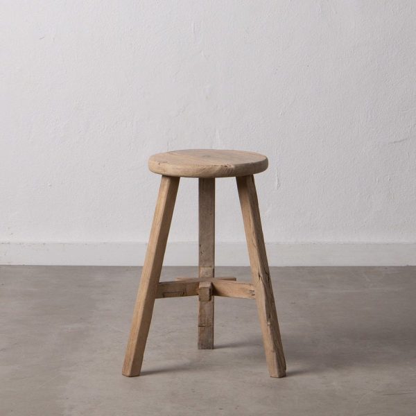 Taburete natural madera de olmo salón 38,50 x 38,50 x 48 cm