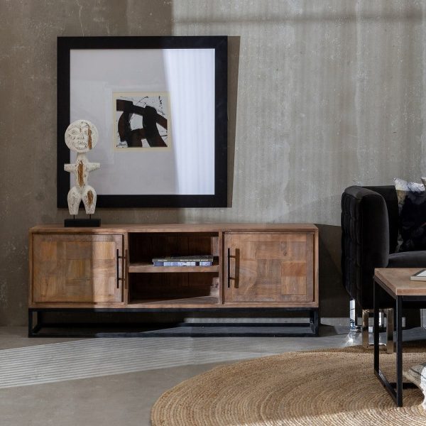 Mueble tv natural madera de mango salón 150 x 35 x 55 cm