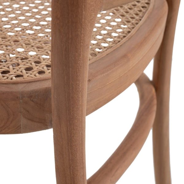 Silla natural-beige ratán/madera salón 43 x 58 x 82 cm