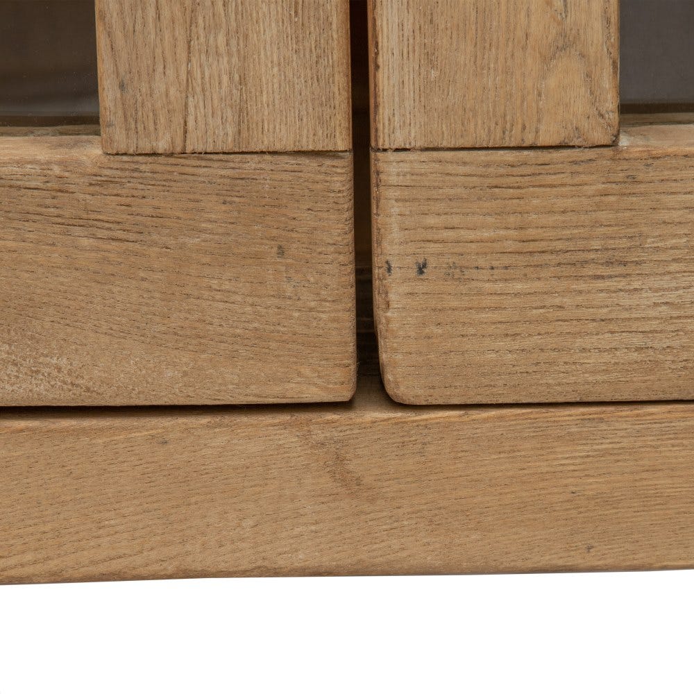 Vitrina natural madera de olmo salón 122 x 44 x 210 cm - Muebles Orencio -  Denzzo