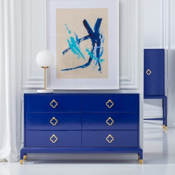 Aparador azul madera de abeto salón 130 x 40 x 75 cm