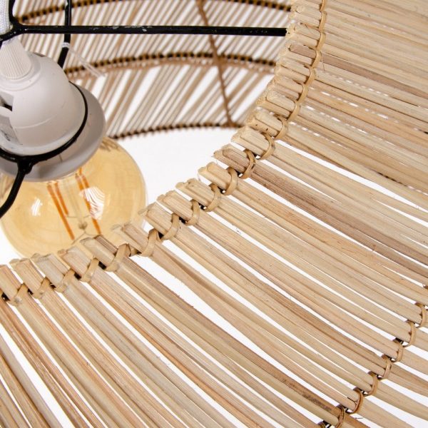 Lámpara techo natural bambú iluminación 60 x 60 x 47 cm