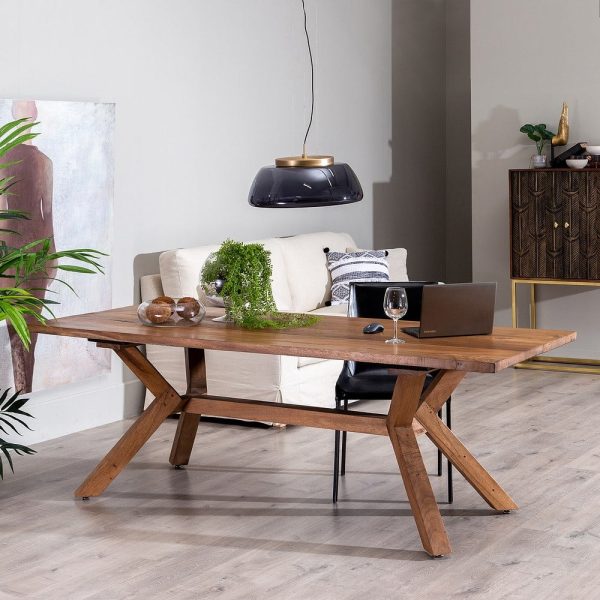 Mesa comedor natural madera salón 220 x 90 x 76 cm