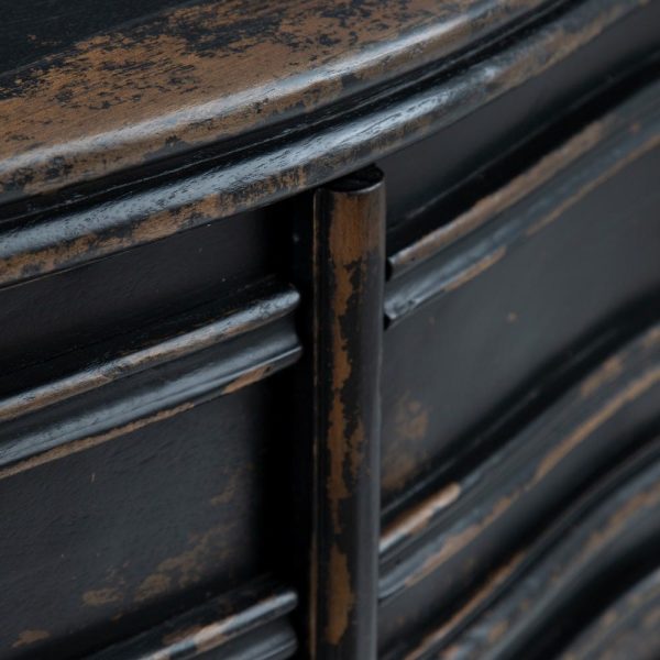 Cómoda negro rozado madera dormitorio 125 x 50 x 90 cm