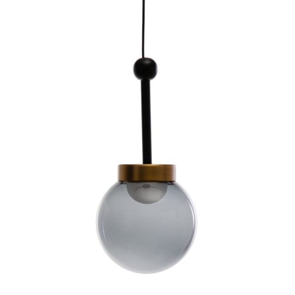 Lámpara techo negro-oro metal-cristal 11 x 11 x 26 cm