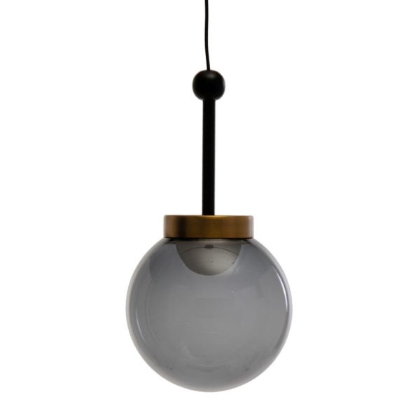 Lámpara techo negro-oro metal-cristal 14 x 14 x 26 cm