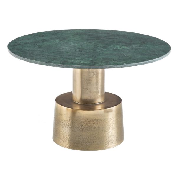 Mesa centro verde-oro aluminio/mármol 77 x 77 x 45 cm