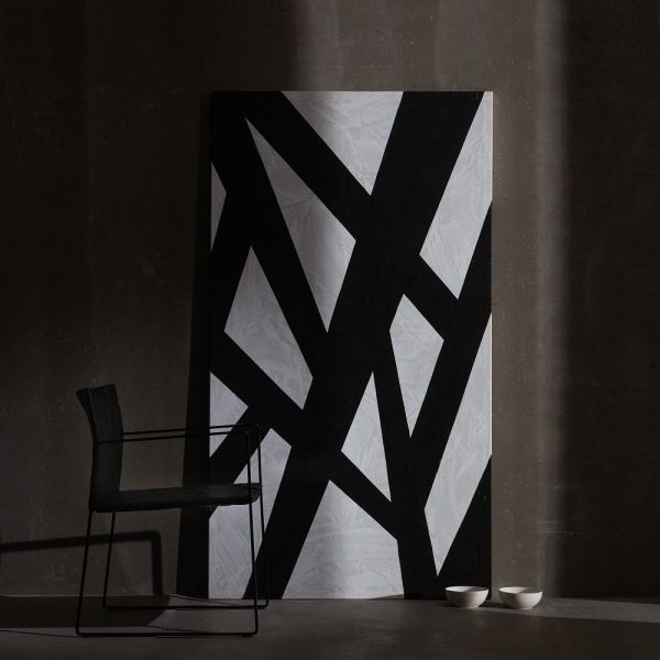 Pintura abstracto blanco-negro lienzo 100 x 3,50 x 180 cm