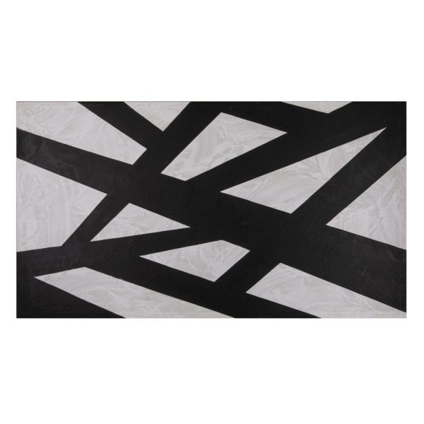 Pintura abstracto blanco-negro lienzo 100 x 3,50 x 180 cm