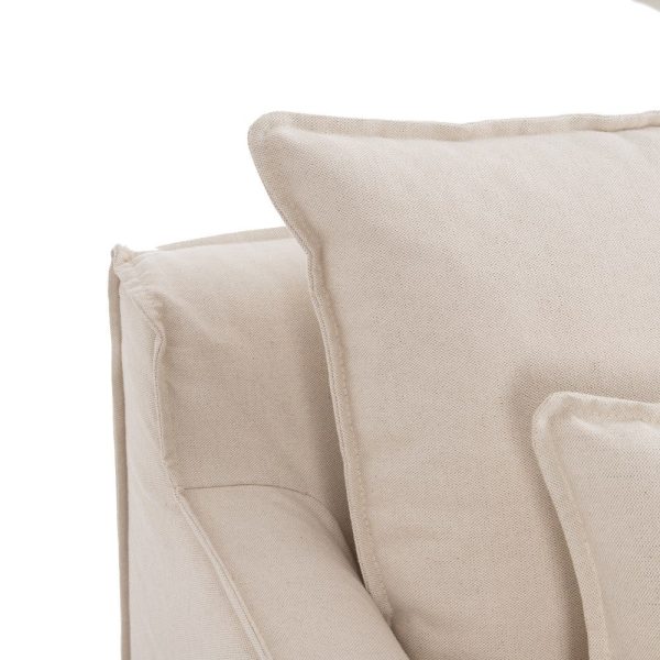 Sofá 4 plazas beige tejido salón 220 x 96 x 93 cm