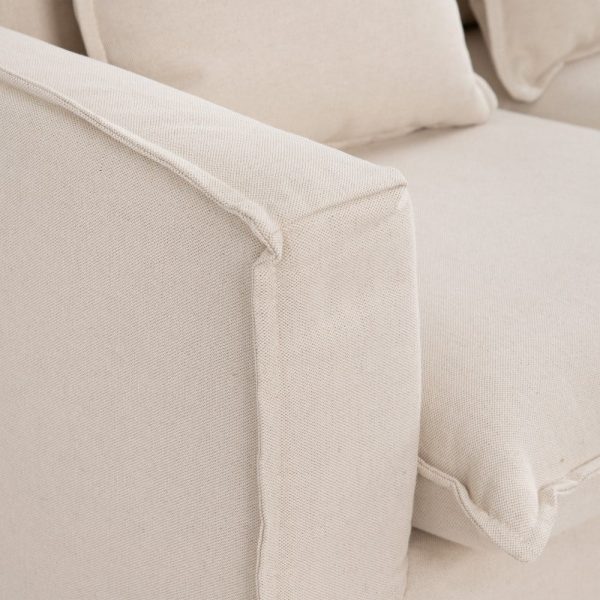 Sofá 4 plazas beige tejido salón 220 x 96 x 93 cm