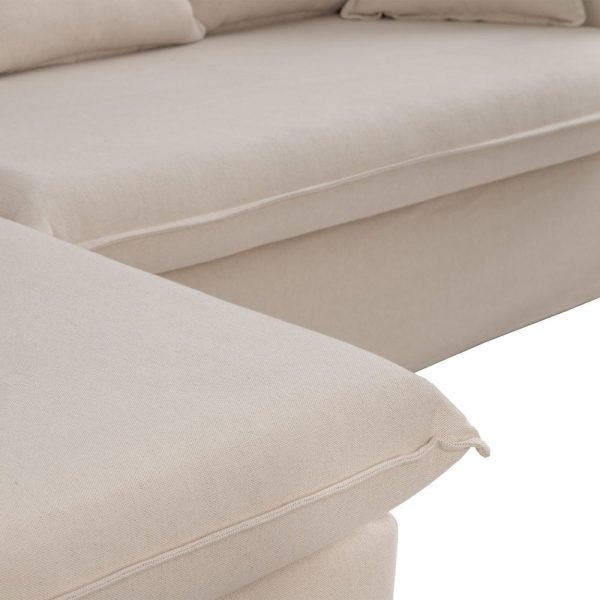 Sofá chaise longue beige tejido salón 253 x 160 x 93 cm