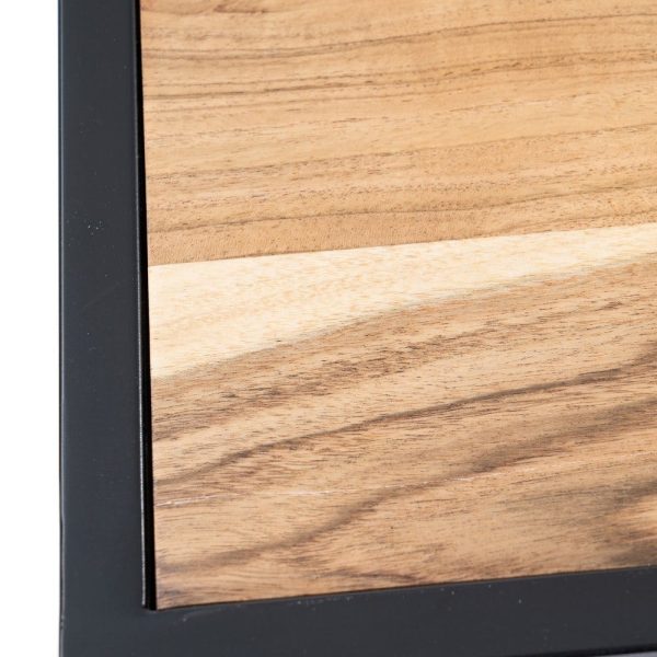 Aparador negro-natural madera-hierro 160 x 41 x 90 cm