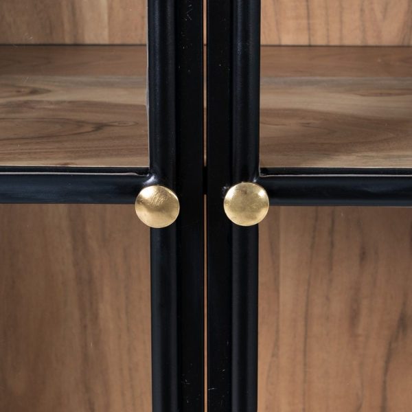 Vitrina negro-natural madera-hierro 80 x 40 x 160 cm