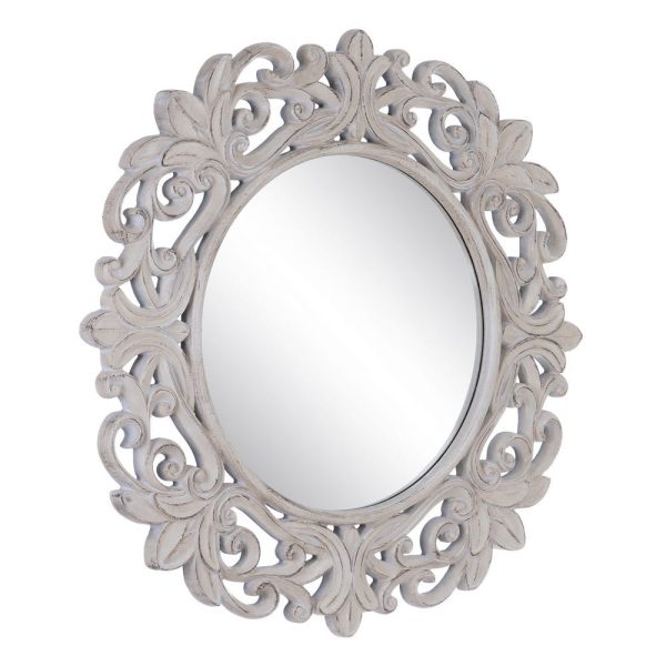 Espejo blanco roto pu/cristal 122,70 x 4,80 x 122,70 cm