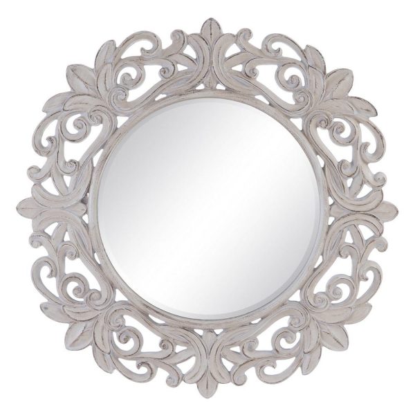 Espejo blanco roto pu/cristal 122,70 x 4,80 x 122,70 cm