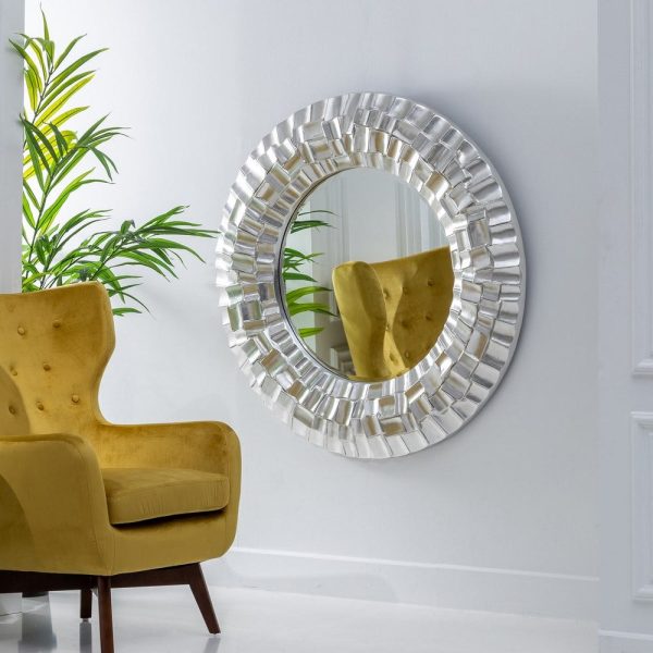 Espejo plata pu/cristal decoración 118 x 10,20 x 118 cm