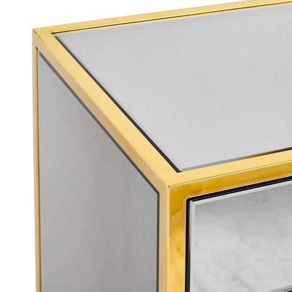 Mesita oro dm-espejo dormitorio 60 x 42 x 66 cm