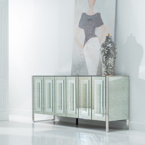 Aparador plata dm-espejo salón 200 x 50 x 90 cm