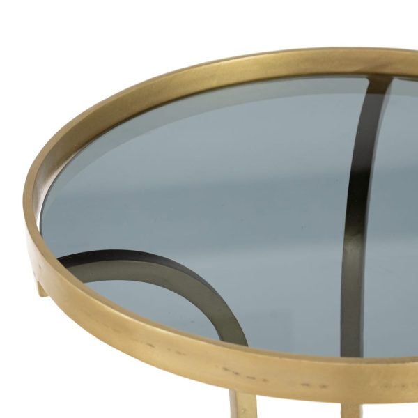 S/2 mesa auxiliar oro metal-cristal 38,50 x 38,50 x 61 cm