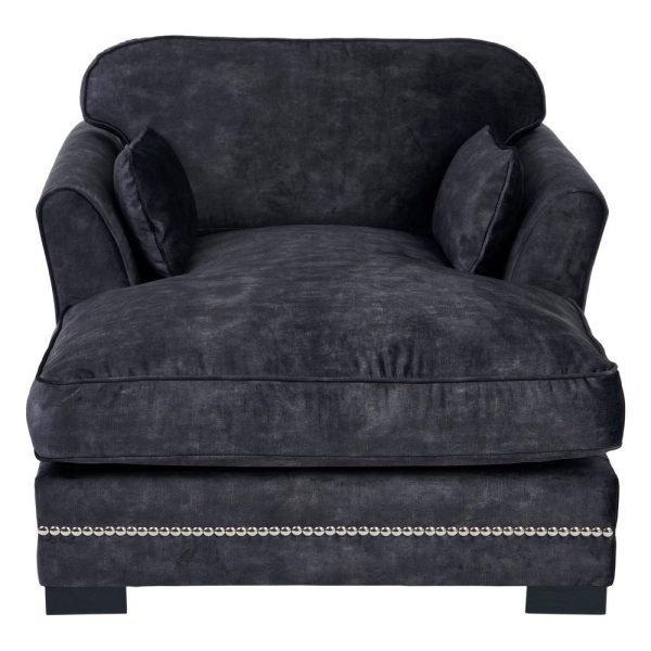 Sofá chaise longue gris oscuro tejido 114 x 155 x 92 cm