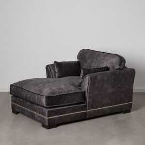Sofá Chaise Longue Gris Oscuro Tejido 114 X 155 X 92 Cm Sofá Chaise Longue Gris Oscuro Tejido 114 X 155 X 92 Cm