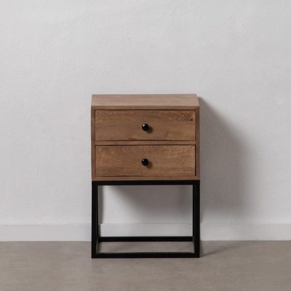 Mesita natural-negro madera de mango 43 x 33 x 61 cm