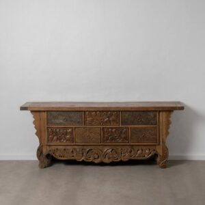 Aparador Natural Madera Salón 220 X 50 X 86 Cm Aparador Natural Madera Salón 220 X 50 X 86 Cm