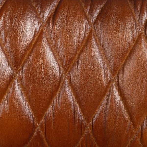Silla marrón metal / piel salón 45 x 53 x 86 cm