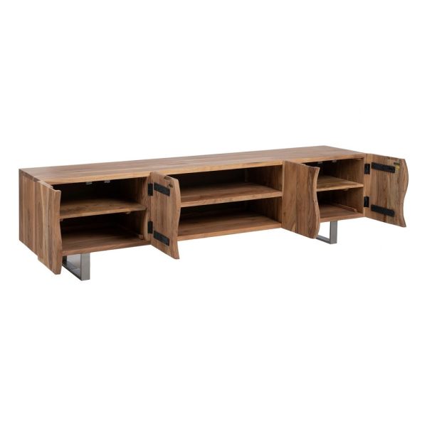 Mueble tv natural madera-hierro salón 204 x 45,50 x 54 cm