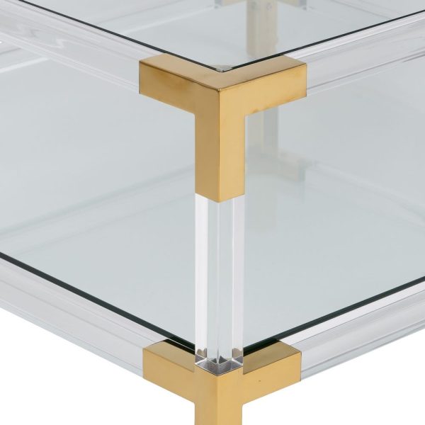 Mesa centro oro-transparente 100 x 100 x 45 cm