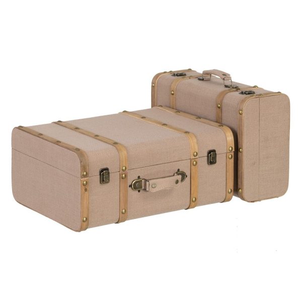 S/2 maletas taupe dm-tejido decoración 48 x 36 x 20,50 cm