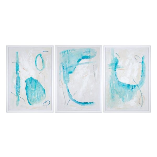 Cuadro abstracto turquesa lienzo 87 x 2,50 x 127,50 cm