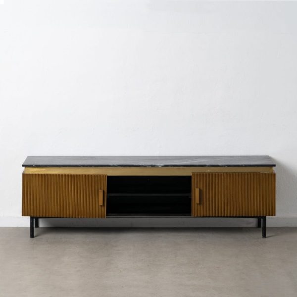 Mueble tv marrón-negro mármol/madera 170 x 40 x 51,50 cm