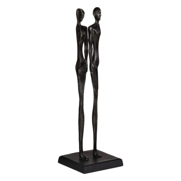 Figura negro aluminio decoración 18 x 18 x 62 cm