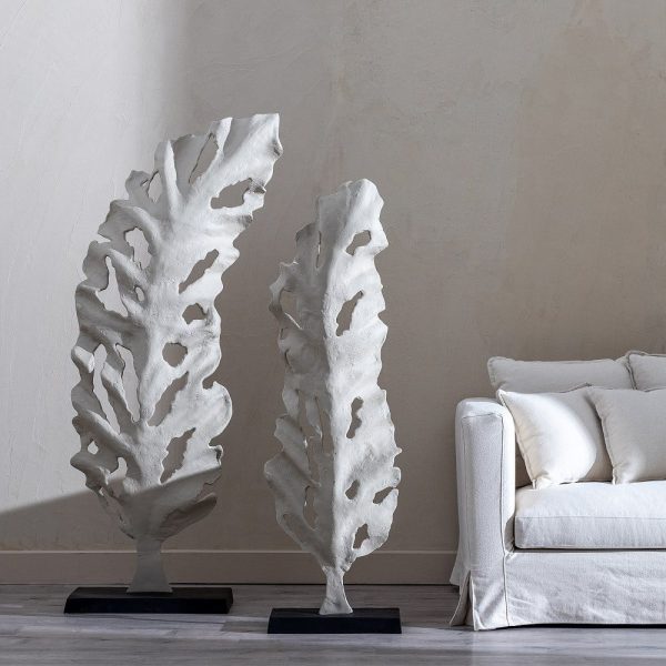 Escultura hoja taupe aluminio decoración 72 x 31 x 185,50 cm