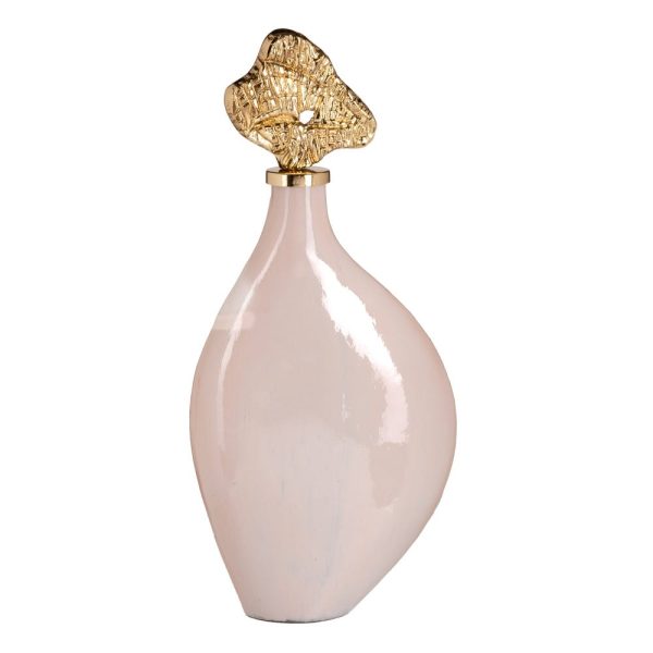 Botella decorativa crema-oro cristal 23 x 10 x 51 cm