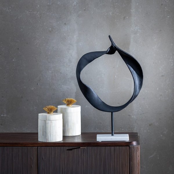 Figura negro aluminio/mármol decoración 33 x 10 x 51 cm