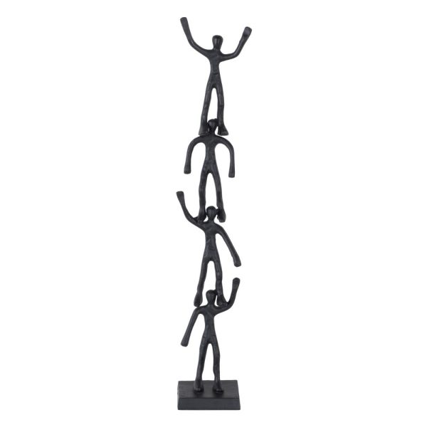 Figura negro aluminio decoración 13 x 12 x 75 cm