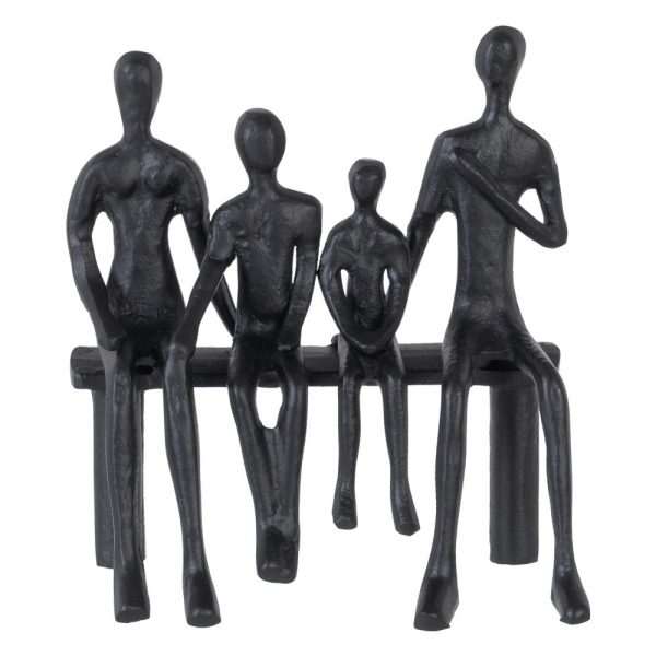 Figura familia negro aluminio decoración 20 x 11 x 24 cm