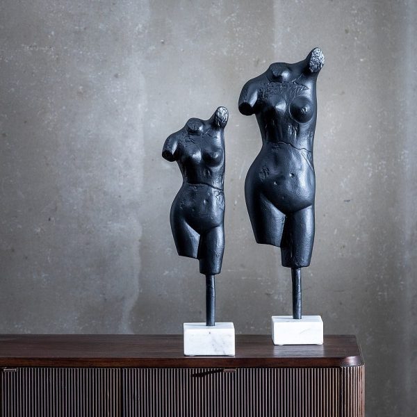 Figura busto negro aluminio/mármol 16 x 10 x 62 cm