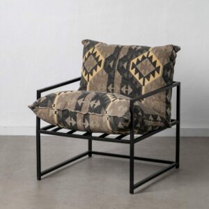 Sillón Negro-Taupe Tejido-Metal Salón 70 X 84 X 86 Cm