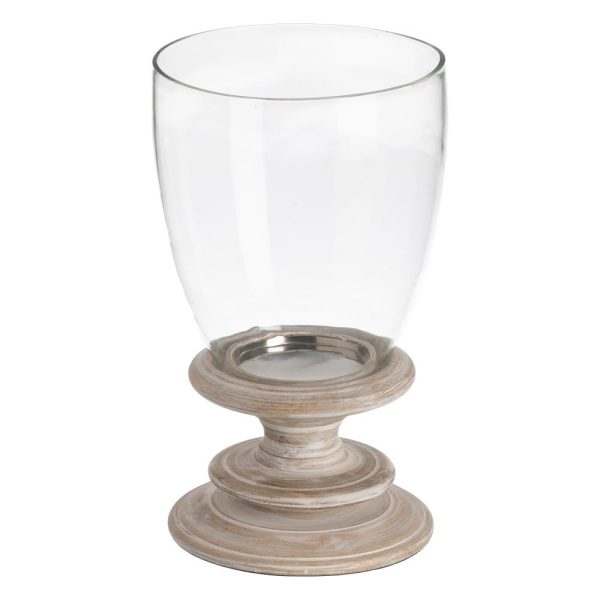 Portavelas blanco rozado cristal-madera 20 x 20 x 35 cm